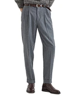 Virgin Wool Leisure Fit Trousers with Double Pleats