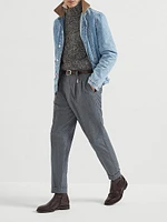 Virgin Wool Leisure Fit Trousers with Double Pleats