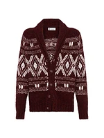 Alpaca, Virgin Wool and Cashmere Geometric Jacquard Cardigan