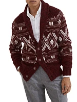 Alpaca, Virgin Wool and Cashmere Geometric Jacquard Cardigan