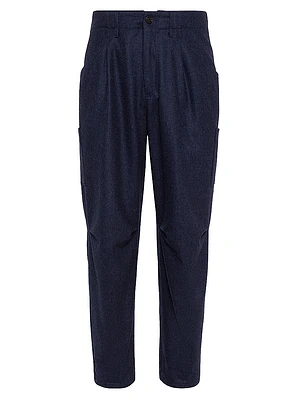 Virgin Wool Flannel Ergonomic Trousers with Patch Pockets