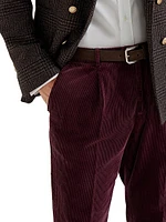Garment Dyed Leisure Fit Trousers Cotton Corduroy with Pleat