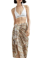 Cotton and Silk Papyrus Print Organza Pareo