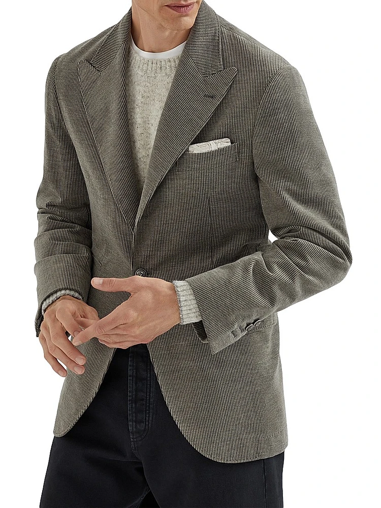 Corduroy Deconstructed Blazer with Large Peak Lapels