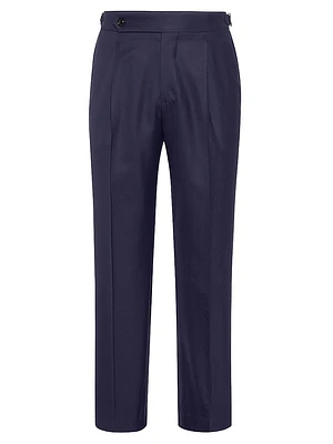 Lightweight Virgin Wool and Silk Twill Tuxedo Trousers