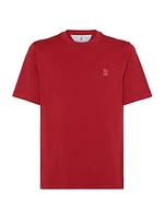 Cotton Jersey Crewneck T-Shirt with Logo