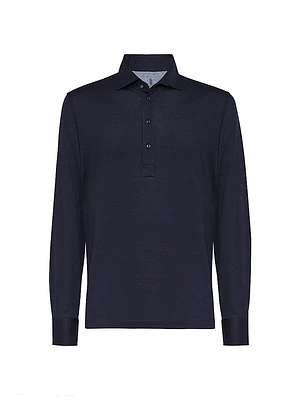 Long Sleeve Polo Shirt with Style Collar
