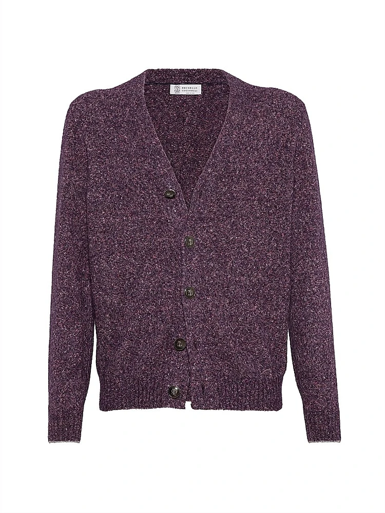 Flecked Alpaca, Wool, Silk and Cotton Cardigan with Metal Buttons