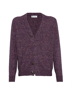 Flecked Alpaca, Wool, Silk and Cotton Cardigan with Metal Buttons