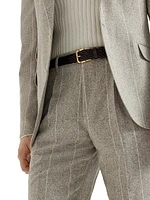 Silk Blend Flecked Chalk Stripe Leisure Fit Trousers with Pleat