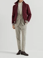 Silk Blend Flecked Chalk Stripe Leisure Fit Trousers with Pleat