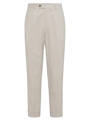 Sea Island Cotton Narrow Wale Corduroy Leisure Fit Trousers