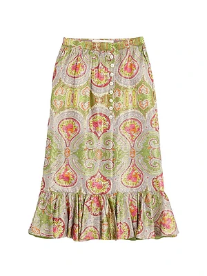 Lame' Skirt with Voyage Imaginaire Paisley Print