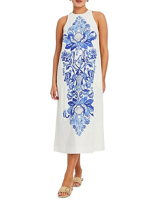 Farfalle Printed A-Line Midi-Dress