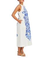 Farfalle Printed A-Line Midi-Dress