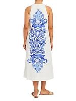 Farfalle Printed A-Line Midi-Dress