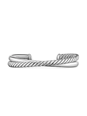Crossover Two Row Cuff Bracelet Sterling Silver, 10.7MM