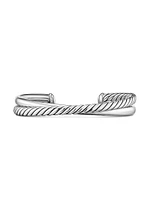 Crossover Two Row Cuff Bracelet Sterling Silver, 10.7MM