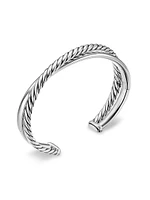 Crossover Two Row Cuff Bracelet Sterling Silver, 10.7MM