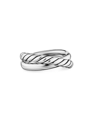 Crossover Two Row Ring Sterling Silver, 7.4MM