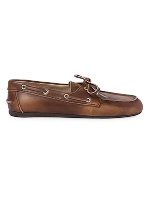 Unlined Bleached Leather Boat Shoes