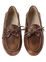 Unlined Bleached Leather Boat Shoes
