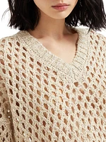 Silk and Linen Dazzling Net Sweater