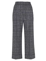 Virgin Wool Prince of Wales Cropped Sartorial Trousers
