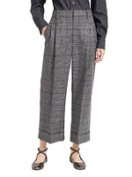 Virgin Wool Prince of Wales Cropped Sartorial Trousers