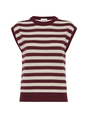 Cashmere Sweater Vest with Sparkling Stripes