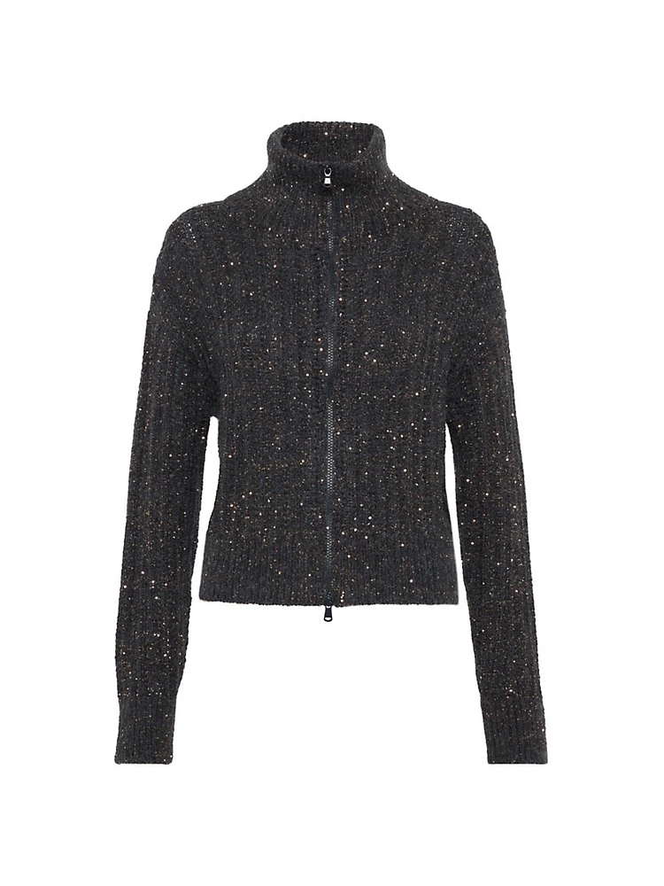 Soft Wool Cashmere and Mohair Dazzling Rib Cardigan