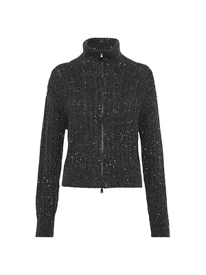 Soft Wool Cashmere and Mohair Dazzling Rib Cardigan
