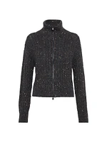 Soft Wool Cashmere and Mohair Dazzling Rib Cardigan