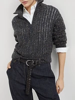 Soft Wool Cashmere and Mohair Dazzling Rib Cardigan