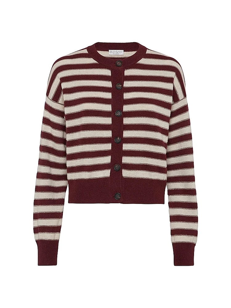 Cashmere Cardigan with Sparkling Stripes