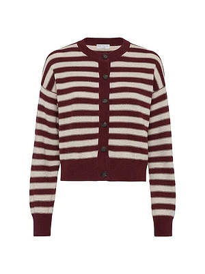 Cashmere Cardigan with Sparkling Stripes