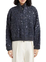 Dazzling Croc Embroidery Cardigan