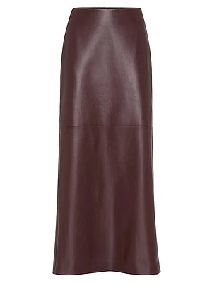 Soft Nappa Leather Long Column Skirt