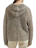 Silk and Linen Dazzling Net Hooded Cardigan