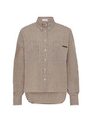 Cotton Checked Poplin Shirt with Monili