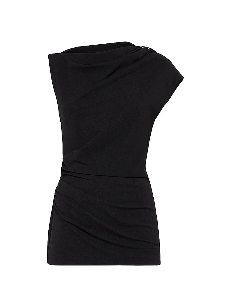 Techno Wool Jersey Ruched T-Shirt