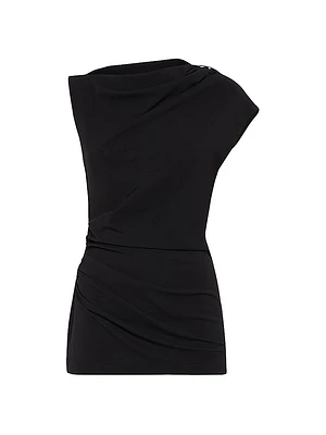 Techno Wool Jersey Ruched T-Shirt
