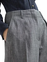 Sparkling Techno Virgin Wool Twill Pleated Chino Trousers