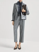 Sparkling Techno Virgin Wool Twill Pleated Chino Trousers