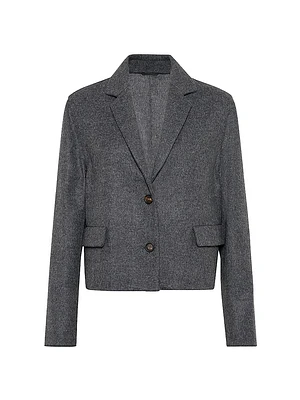 Hand Crafted Virgin Wool Double Cloth Cropped Blazer
