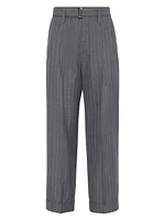 Virgin Wool Chalk Stripe Gauze Baggy Sartorial Trousers
