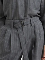 Virgin Wool Chalk Stripe Gauze Baggy Sartorial Trousers