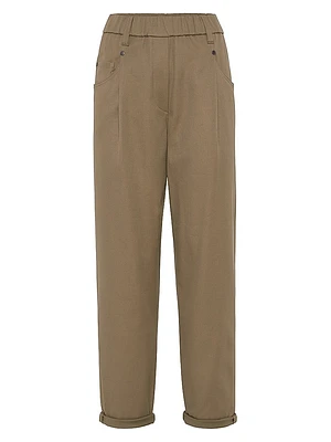 Stretch Cotton Cover Baggy Pull on Trousers