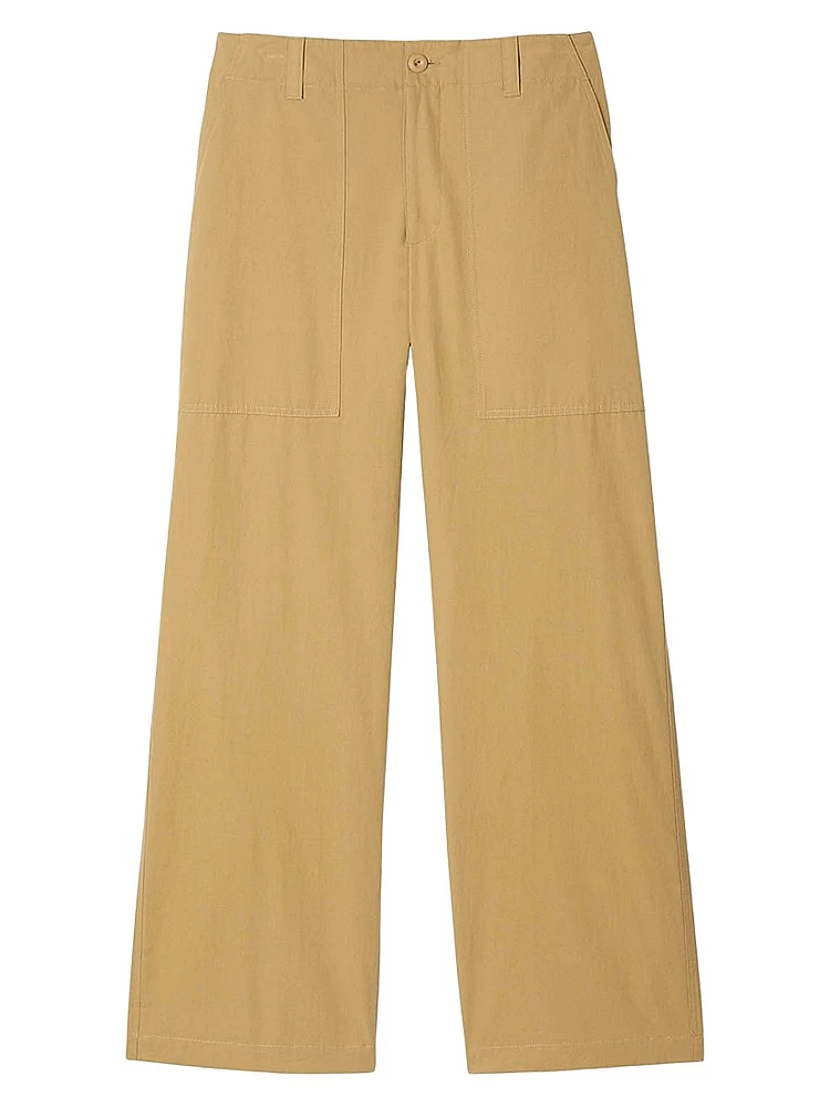 Wide-Leg Cotton Trousers