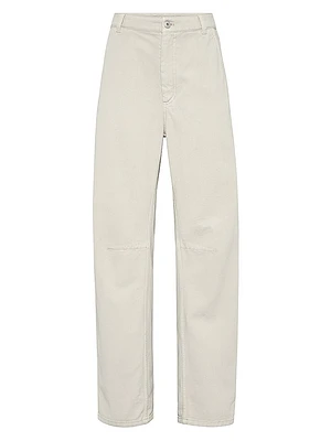 Dyed Denim Soft Curved Trousers
